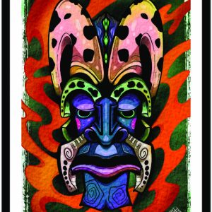 Illustration of a Boruka Mask with bright colors.