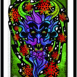 Digital illustration of krampus in vivid colors