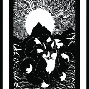 Illustration of a fox with nine tails